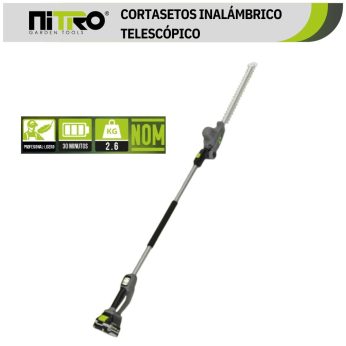 NIT-CSBT303 CORTASETOS CON EXTENCION INALAMBRICO 18″ UNA BATERIA 20V, 4aH, EXTENCION DE 1.80Mts