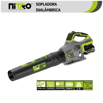 NIT-SB600 SOPLADOR INALAMBRICO, 2 VEL, 12.4 Mts3 x MIN, UNA BATERIA 20V, 4aH