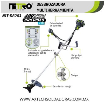 NIT-DBM304 DESBROZADORA MULTIHERRAMIENTA 2 BATERIAS 20V 4.0Ah