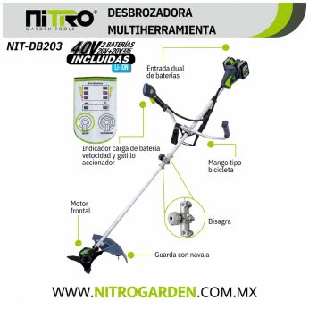 NIT-DBM304 DESBROZADORA MULTIHERRAMIENTA 2 BATERIAS 20V 4.0Ah